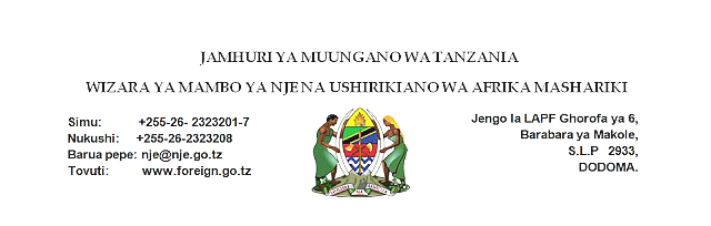 TAARIFA KWA VYOMBO VYA HABARI  Waziri wa Mambo ya Nje na Ushirikiano wa Afrika Mashariki, Profesa Palamagamba John Kabudi  (Mb.) amesema Jamhuri ya Muungano wa Tanzania imefanikiwa kuwa Taifa moja linaloendelea kudumu muda wote kutokana na misingi imara i